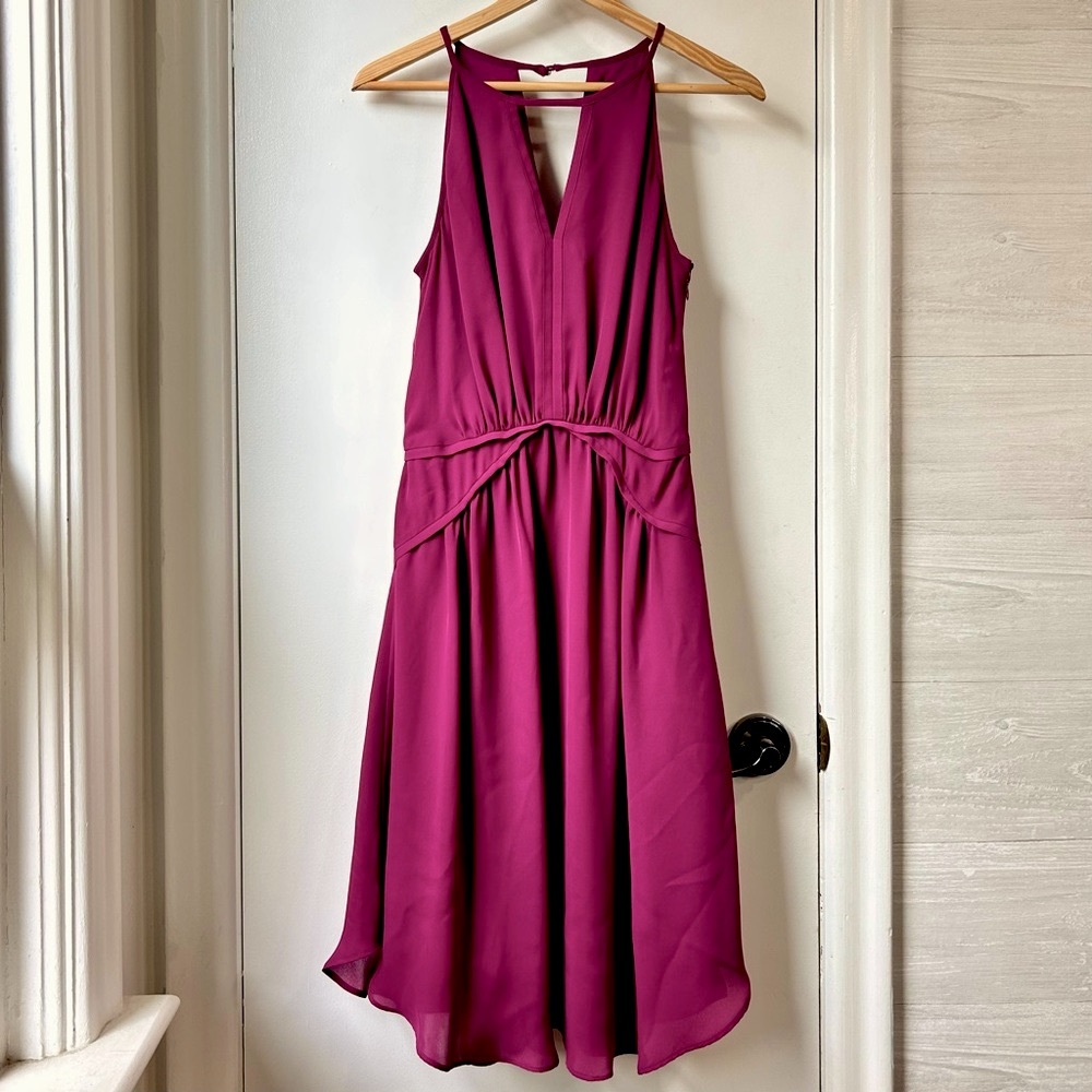 Banana Republic Crepe Halter Gathered Dress Magenta